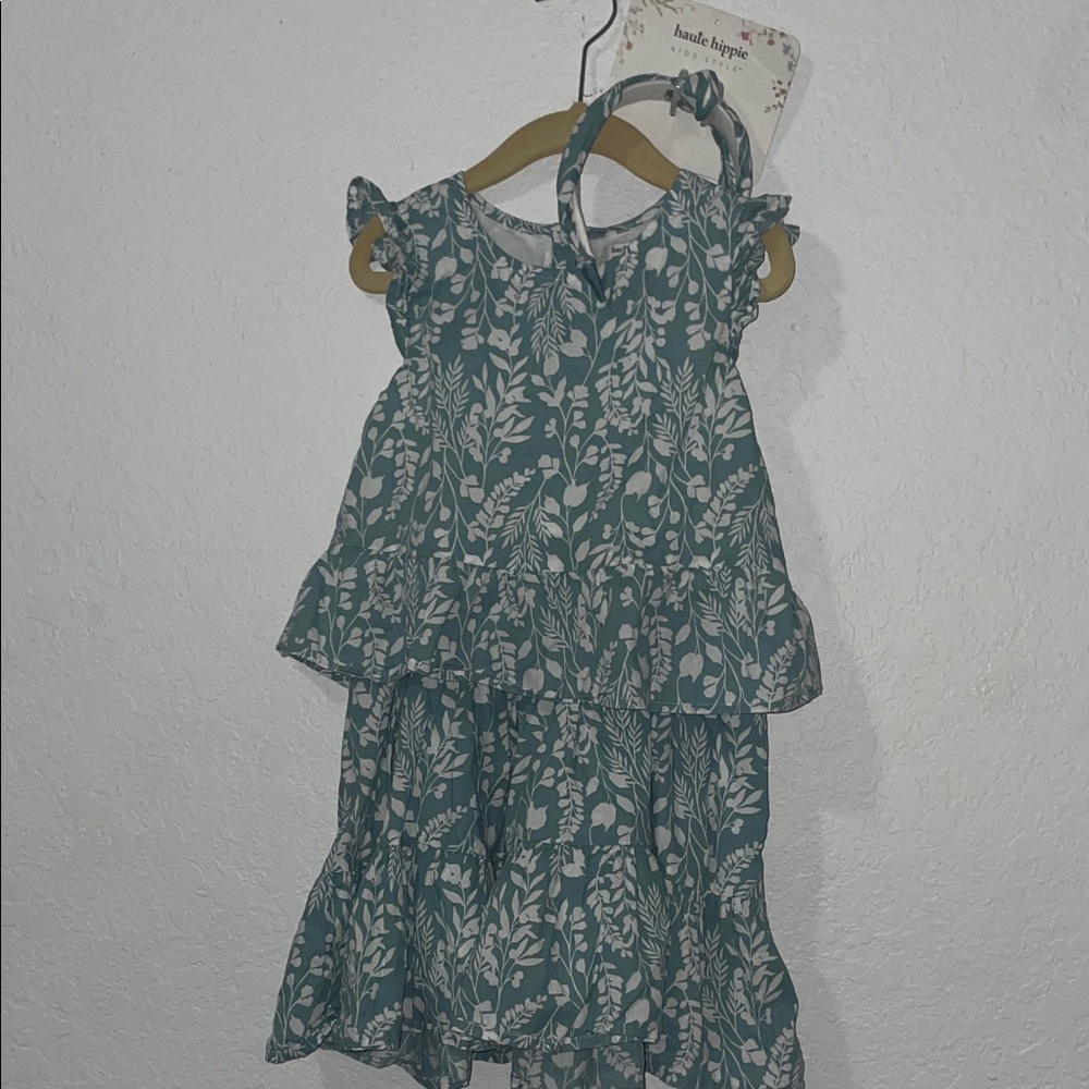 Haute Hippie Blue and White Leaf Print Dress
